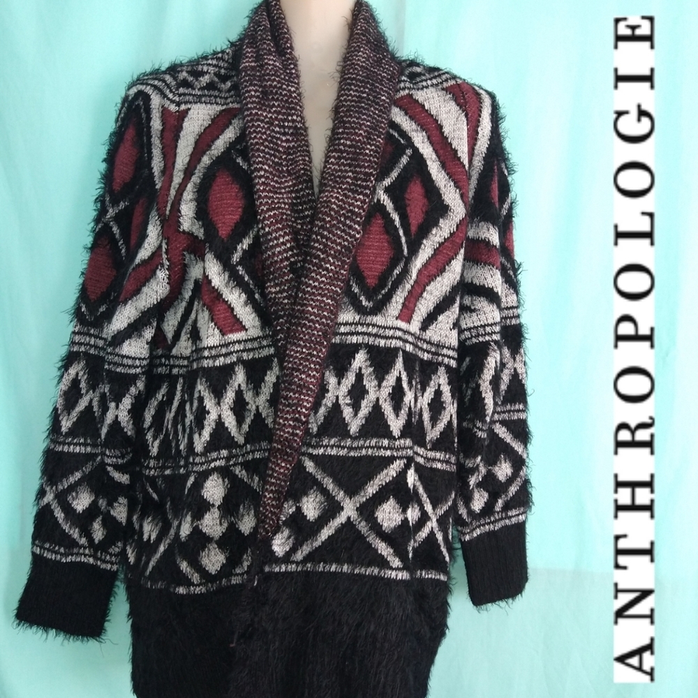 Oliver By Escio Anthropologie Sweater Cardigan Eyelash Tribal